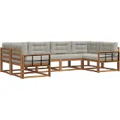 vidaXL Buiten bank set 6 st Natuurlijk en Licht Grijs