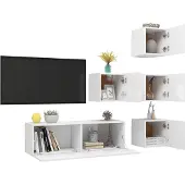 vidaXL 5-delige Tv-meubelset bewerkt hout wit