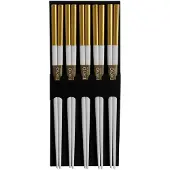 Tokyo Design Studio Eetstokjes Pak Van 5 Gold & White - Eetstokjes Hout Wood - 14698