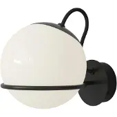 Astep Model 237/1 Model 238/1 Wandlamp 1 Opaline Sphere (14cm Diameter), Black Mount