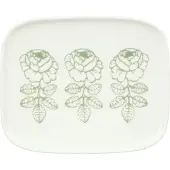 Marimekko Wedding Rose Bord 12x15 Cm Wit / Sage - Kleine borden Steengoed White - 075727-160