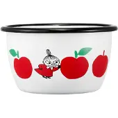 Muurla Moomin emailleschaal 30 cl Joyfull Apples-röd