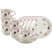 Villeroy & Boch Kaffeetassen mit Untertassen Petite Fleur 120 ml Set van 6