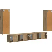 vidaXL Tv Wandkast Set 4 st Artisan Eiken Bewerkt hout
