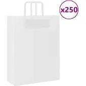 vidaXL Papieren zakken 250 st met hengsels 32x12x42 cm wit