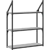 vidaXL Wandrek 3-laags 60x21x78,5 cm bewerkt hout grijs sonoma