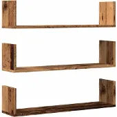 vidaXL Wandschappen 3 st 80x18x18 cm bewerkt hout oud houtkleurig