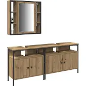 vidaXL Badkamermeubels 3 st Bruin 80 x 30 x 60 cm Bewerkt hout