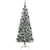 vidaXL Kunstmatige Hinged Kerstboom met 300 LED Groen en Wit 180 cm