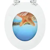 vidaXL Toiletbril Zee Schelp 44 x 38 cm Bewerkt hout