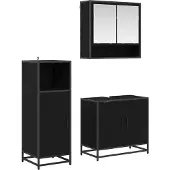 vidaXL Badkamermeubel Set 3 st Zwart Eiken 35 x 37,5 x 100 cm