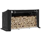 vidaXL Haardhoutrek met regenhoes 200,5x80,5x110,5 cm staal