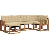 vidaXL Buiten bank set 6 st Natuurlijk en Beige