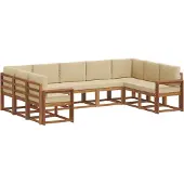 vidaXL Buiten bank set 9 st Natuurlijk en Beige