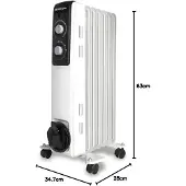 Orbegozo RF 1500, Elektrische olie radiator, Olie, Olie, Voor binnen gebruik, Vloer, Wit