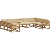 vidaXL Buiten bank set 9 st Natuurlijk en Beige