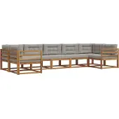 vidaXL Buiten bank set met kussen 7 pcs Natuurlijk en Licht Grijs