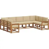 vidaXL Buiten bank set 9 st Natuurlijk en Beige