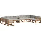 vidaXL Buiten bank set 10 st Natuurlijk en Licht Grijs