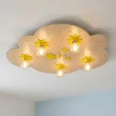 Elobra Plafondlamp Sternenwolke, dimbaar, hout licht, Kinderkamer, Hout, plafondlamp