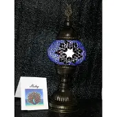 Halay Handgemaakte Turkse sfeerlamp blauw met rode Mozaïek nachtlamp Oosterse Sprookjes tafellamp