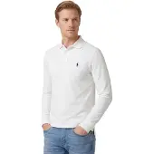 Ralph Lauren Heren Witte Slim Fit piqué polo met lange mouwen, wit (3XL), Casual, Katoen 710681126001