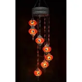Halay Hanglamp multicolour roos glas mozaïek Oosterse lamp kroonluchter Crèmewit 7 bollen