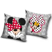 Carbotex Minnie Mouse Kussenhoes – 40x40 cm – Zacht Fluweel – Grijs – Kussensloop