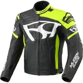 MUGENRACE Aggressore Zwart Wit Fluo Gele Leren Jas Maat 50