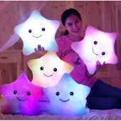 Halay Nachtlamp knuffel Ster Roos kussen met LED verlichting 32cm Veilig nachtlampje
