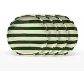 Vtwonen - Borden - Gebaksbord - Strepen - Groen - Set van 4 - Keramiek - 13cm