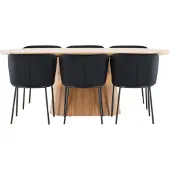 Ebuy24 Stjärnö eethoek tafel 90x200cm en 6 stoelen naturel, zwart.