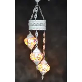 Halay Oosterse lamp 3 glazen multicolour bollen mozaiek kroonluchter