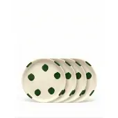 Vtwonen - Borden - Gebaksbord - Stippen - Groen - Set van 4 - Keramiek - 13cm