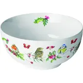 Ambiente Kom Birds In Winter Wit wit Porselein Kom