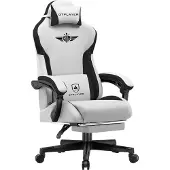 GTPLAYER Gaming Stoel, ergonomische gaming stoel met stoffen bekleding en lendensteun, computerstoel met brede rugleuning, draagvermogen tot 150 kg, grijs