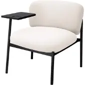 COMHOMA loungestoel, fauteuil, relaxstoel, oorfauteuil, modern design, gestoffeerde stoel met metalen poten, losse bank voor woonkamer/slaapkamer/tuin, beige kleur