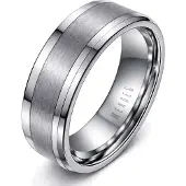 Mendes Wolfraam heren ring Geborstelde streep 8mm-21mm