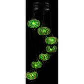 Halay Turkse Lamp Hanglamp Mozaïek Marokkaanse Oosters Handgemaakt Kroonluchter Groen 7 bollen