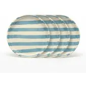 Vtwonen - Borden - Gebaksbord - Strepen - Blauw - Set van 4 - Keramiek - 13cm