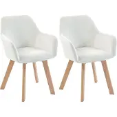 HOMCOM Eetkamerstoel - Polyesterstof met fluweeleffect - 54x57x80cm - Crème