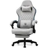 GTPLAYER - Gamingstoel Ergonomisch - Met Veerzitkussen en Voetensteun - Grijs
