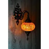 Halay Handgemaakte Turkse wandlamp rood oranje Oosterse Mozaïek Marokkaanse lamp