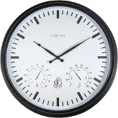 Nextime Sunflower – Wandklok – 50.5 cm – Metaal – Zwart/Wit – Weerbestendig