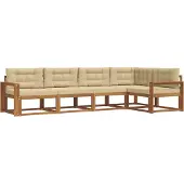 vidaXL Buiten bank set 5 st Natuurlijk en Beige