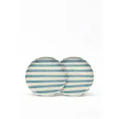 Vtwonen - Borden - Lunchbord - Strepen - Blauw - Set van 2 - Keramiek - 20cm