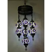 Halay 7 globe glas paars Mozaïek Turkse hanglamp Oosterse kroonluchter