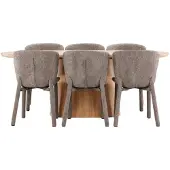 Ebuy24 Stjärnö eethoek tafel 90x200cm en 6 stoelen naturel, bruin.