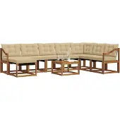 vidaXL Buiten bank set 9 st Natuurlijk en Beige