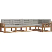 vidaXL Buiten bank set 5 st Naturel en lichtgrijs